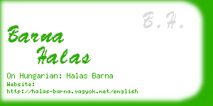 barna halas business card